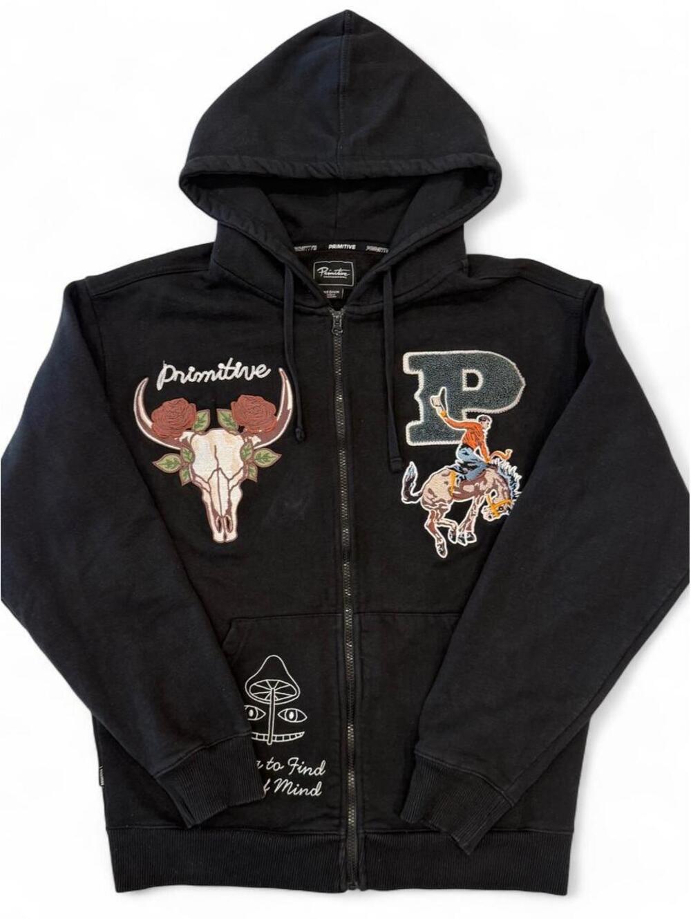 Primitive Skateboarding — Badlands Black Zip Hoodie